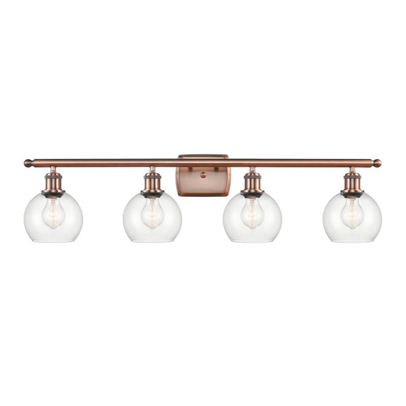Innovations Lighting Athens - 4 Light 36" Bath Vanity Light - 6" Shade - Antique Copper Finish/Clear