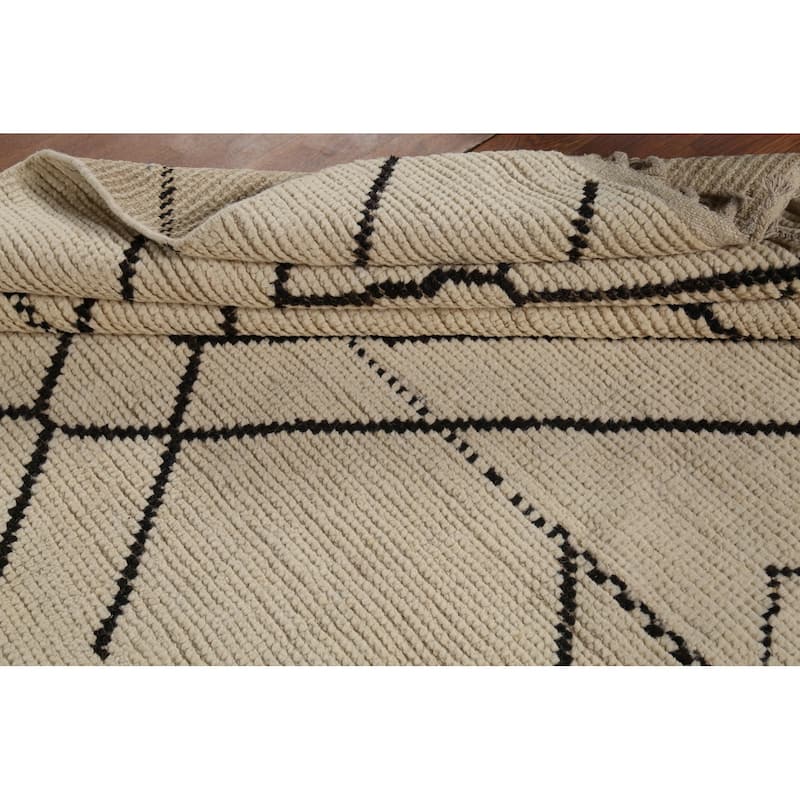 All-Over Geometric Moroccan Area Rug Hand-Knotted Wool Carpet - 7'9"x 9'8"