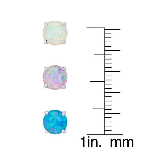 Victoria Townsend .925 Sterling Silver White, Pink, & Blue Opal 3 Stud Earring Set