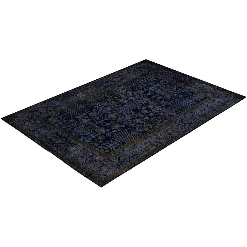 Overdyed One-of-a-Kind Hand-Knotted Area Rug - Navy - 6' 1" x 8' 10"