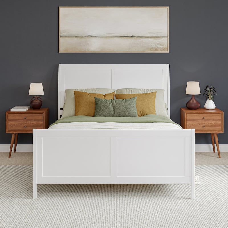 Valencia Solid Wood Low Profile Sleigh Platform Bed with Matching Footboard