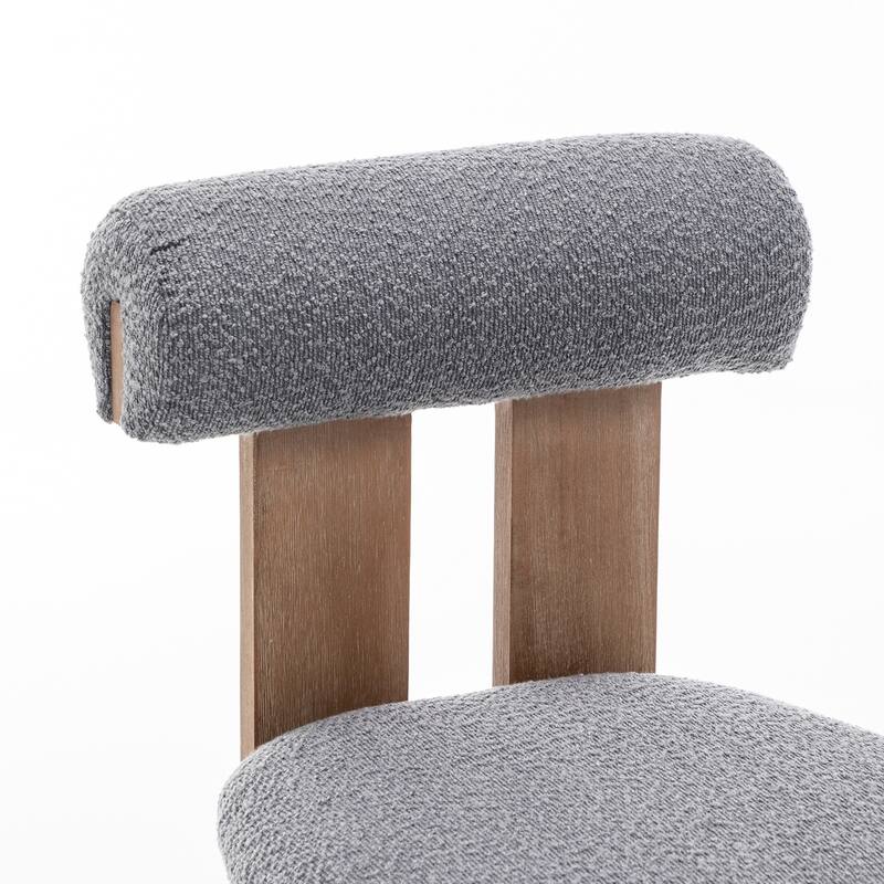 SEYNAR Set of 2 Modern Linen Upholstered Dining Chairs with Bolster Backrest