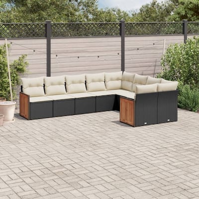vidaXL Patio Sofa Set with Cushions Outdoor Conversation Furniture Poly Rattan