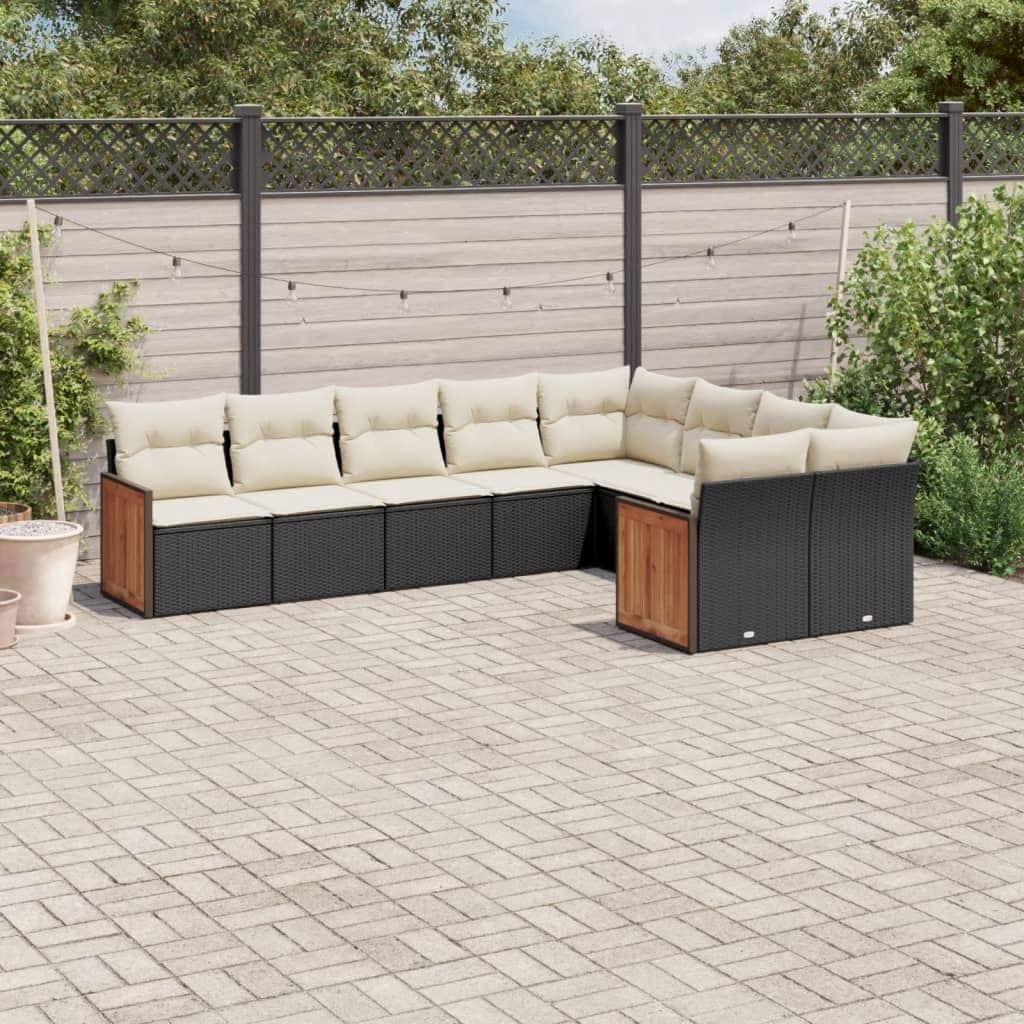 vidaXL Patio Sofa Set with Cushions Outdoor Conversation Furniture Poly Rattan