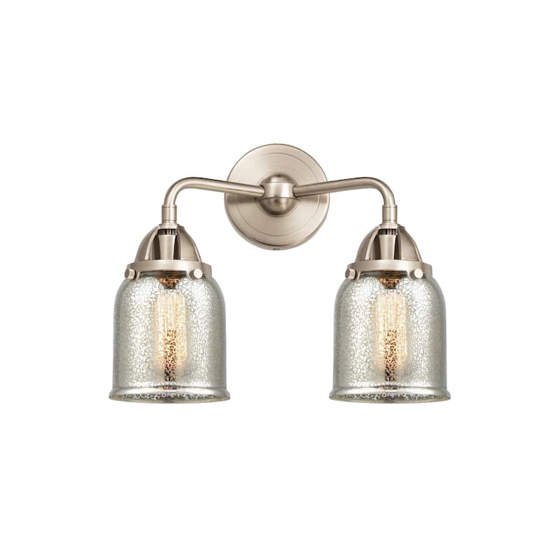 Innovations Lighting Nouveau 2 Bell - 2 Light 13" Bath Vanity Light - Silver Plated Mercury/Brushed Satin Nickel