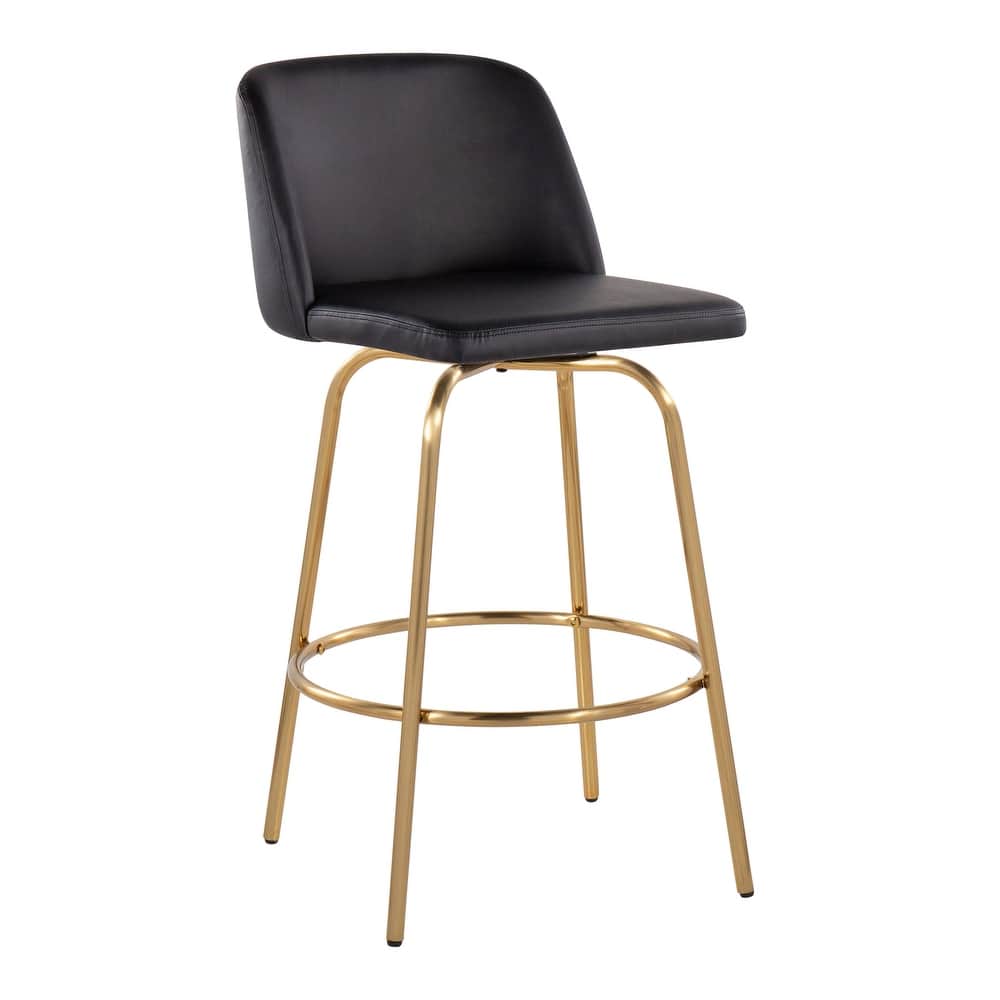 Silver Orchid Vallberga 26" Counter Stool with Gold Metal Base (Set of 2)