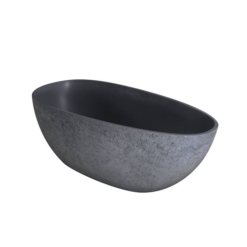 65 in.W Solid Surface Freestanding Flatbottom Soaking Bathtub - 65" x 33"