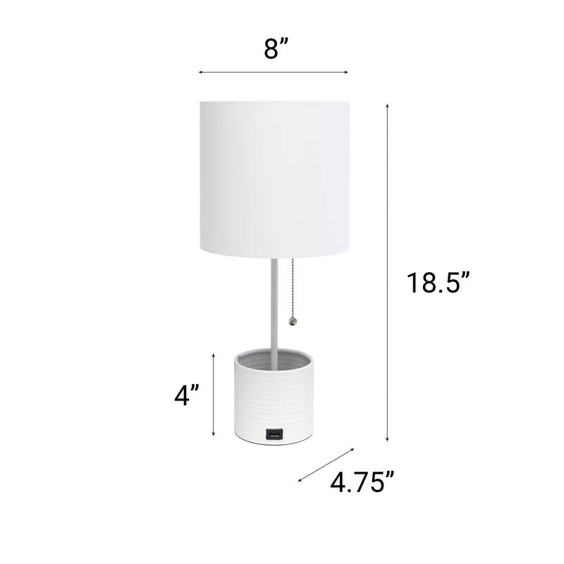 18.5" Sleek And Functional Stylish Accent Table Lamp With Usb Charging Port, For Living Room, Entryway, Office, Bedroom, Black W