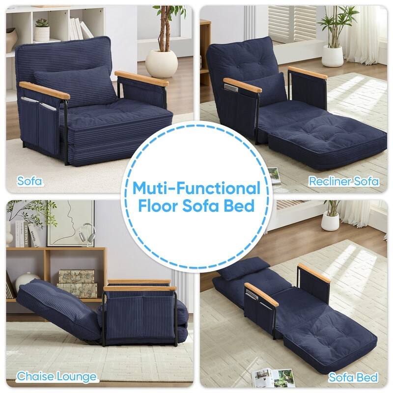Mixoy Muti-Functional Folding Floor Sofa Bed,3-Seater,2-Seater,1-Seater Lazy Futon Sofa with 6 Position Adjustable Backrest