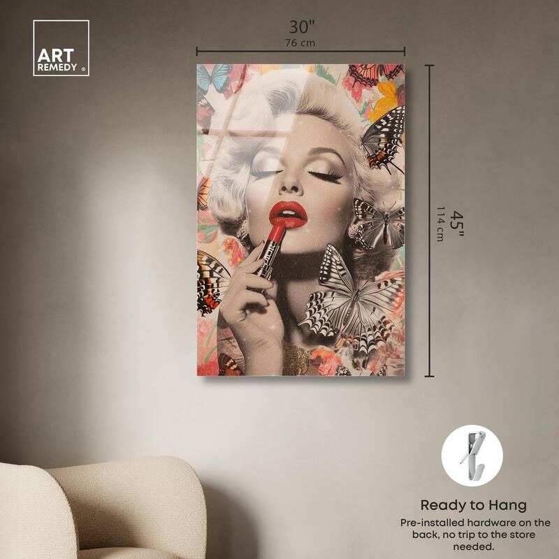 Iconic Lady Butterfly Collage Acrylic by Art Remedy, Ready to Hang