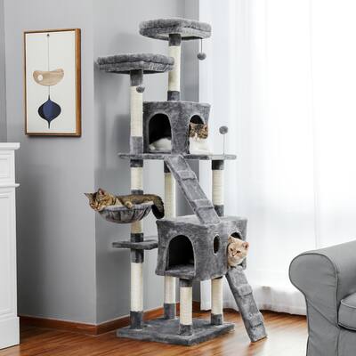 Cat Tree 69 Inches Cat Tower with 2 Condos and 2 Perches, Kitty Climber Tower Furniture