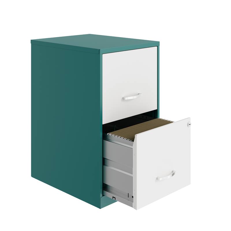 Space Solutions 18in. 2 Drawer Metal File Cabinet, Teal