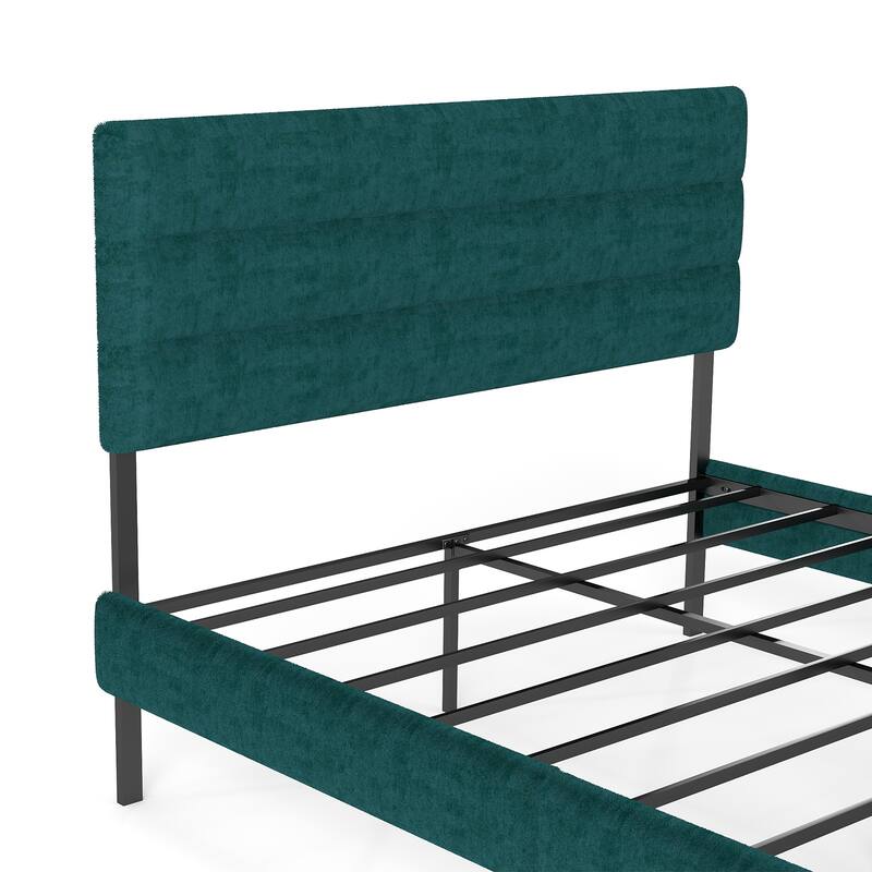 Queen Size Upholstered Platform Bed with Headboard and 14'' Underbed Storage