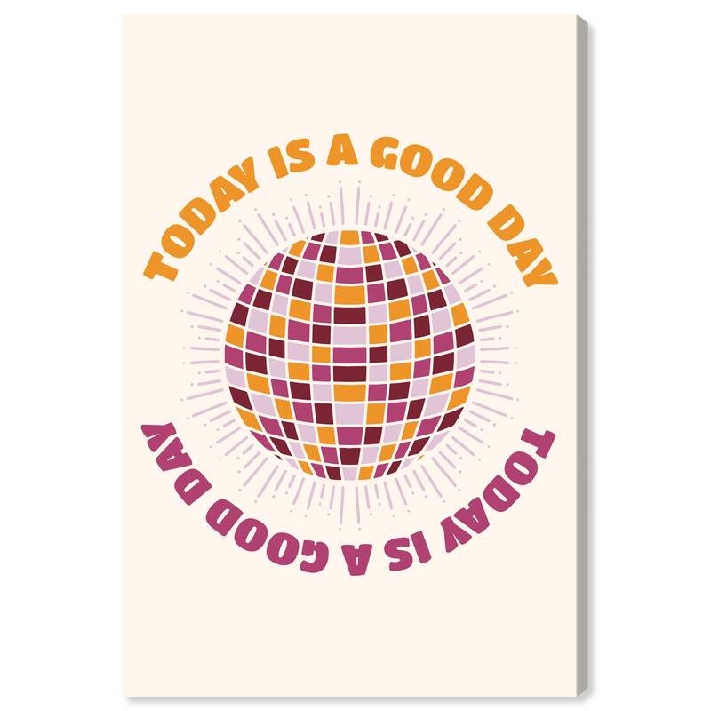 Wynwood Studio Canvas Typography and Quotes Today Disco Ball Purple and Apricot Wall Art Canvas Print - 36 x 24