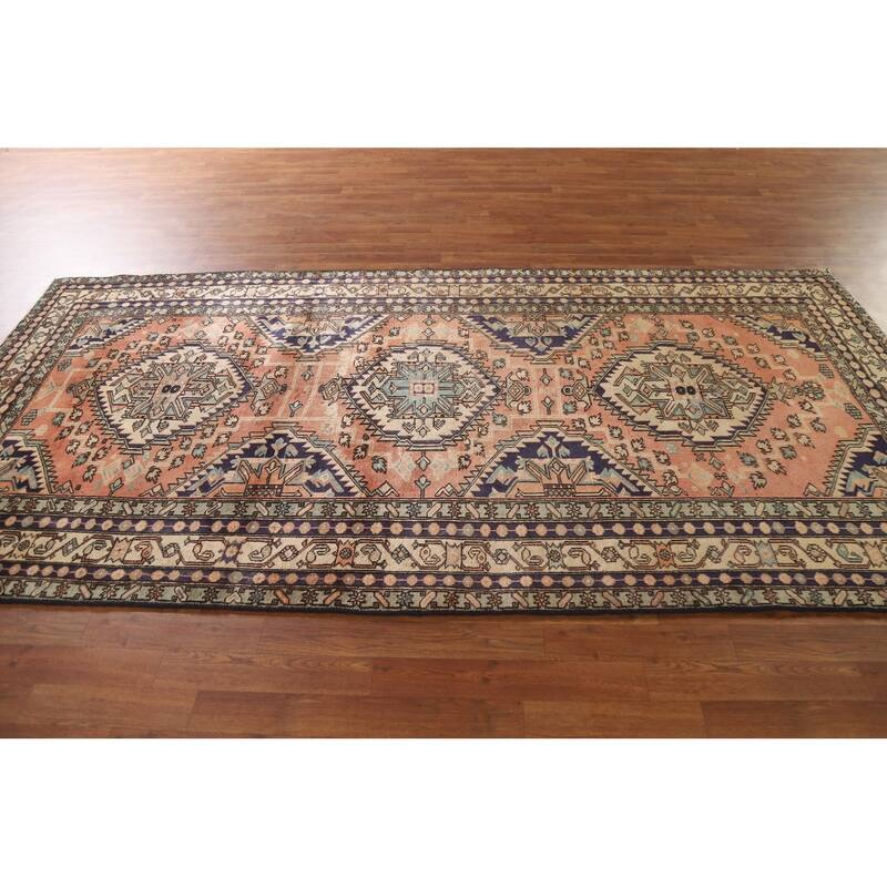 Geometric Ardebil Persian Vintage Area Rug Hand-knotted Wool Carpet - 4'9"x 10'0"