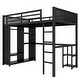 preview thumbnail 7 of 8, Space-Saving Full XL Size Loft Bed Frame with Built-In Wardrobe, Metal Loft Bed with Desk and Storage Shelves