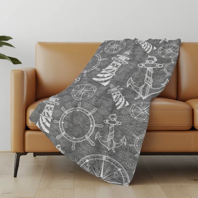 Premium Machine Washable ASB154 Coastal Lighthouse Sherpa Throw Blanket