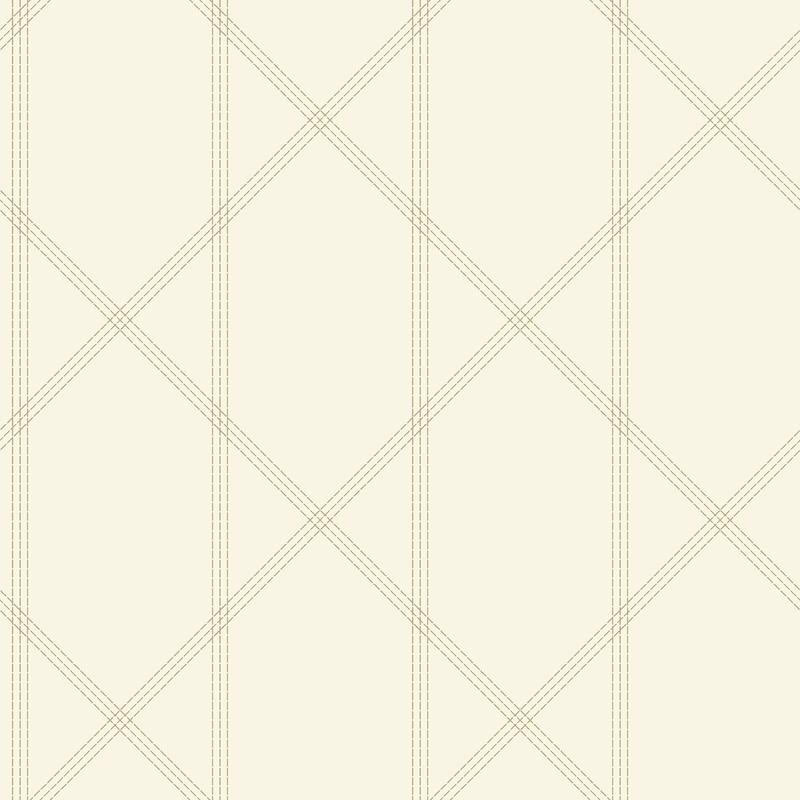 A-Street Prints Walcott Cream Stitched Trellis Wallpaper