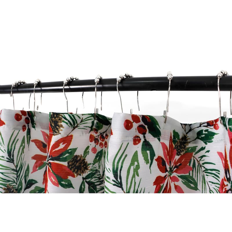 Poinsettia Painted Christmas Shower Curtain