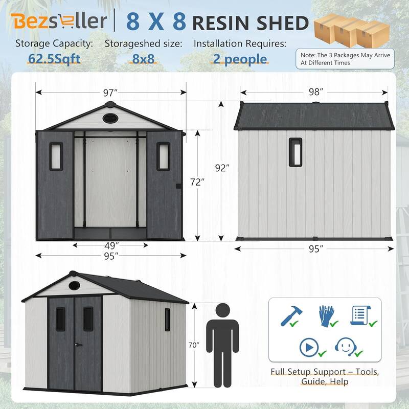 Bezseller Outdoor Storage Tool Shed with Door and Floor