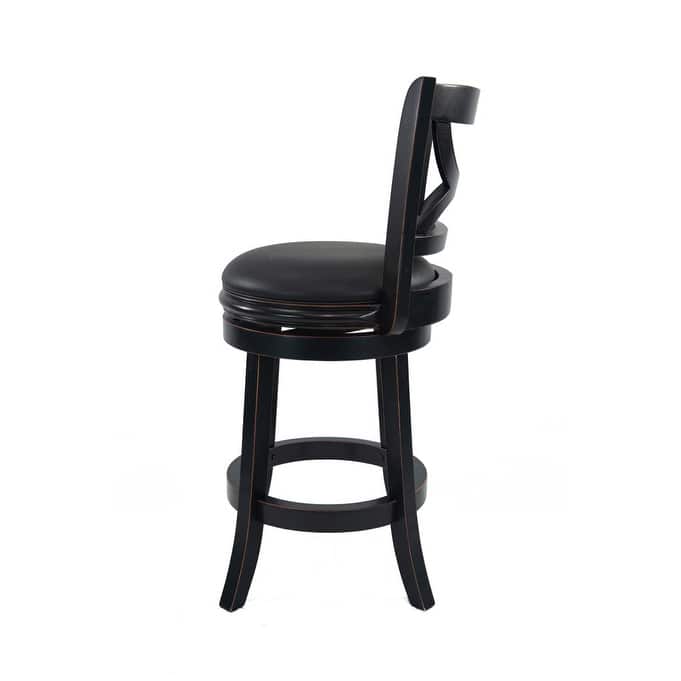 Florence Solid Hardwood Black 24-inch Plush-seat Swivel Stool