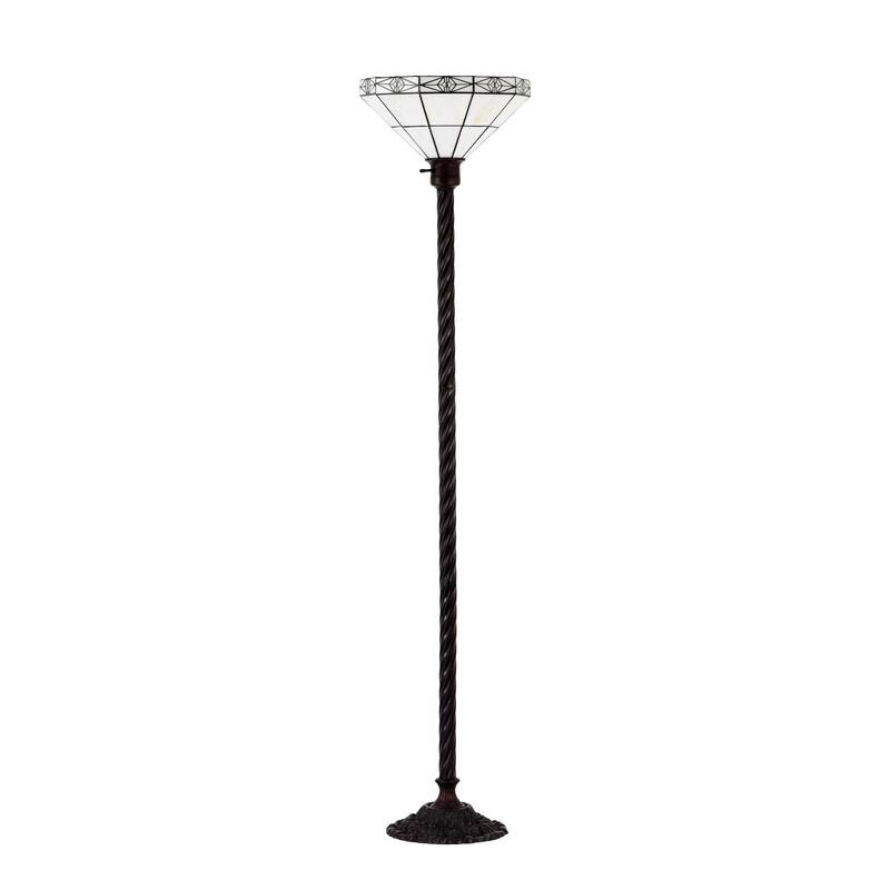 Tiffany-style Mission-style White Torchiere