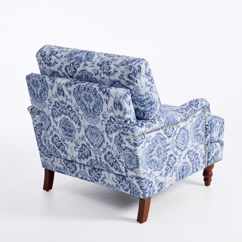 Mid Century Chenille Upholstered Accent Chair with Nailhead Trim