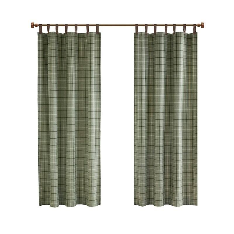 Plaid Rod Pocket and Back Tab Curtain Panel with Fleece Lining