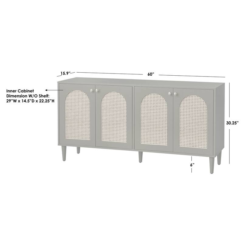 Lifestorey Montello 4-Door Sideboard with Cane