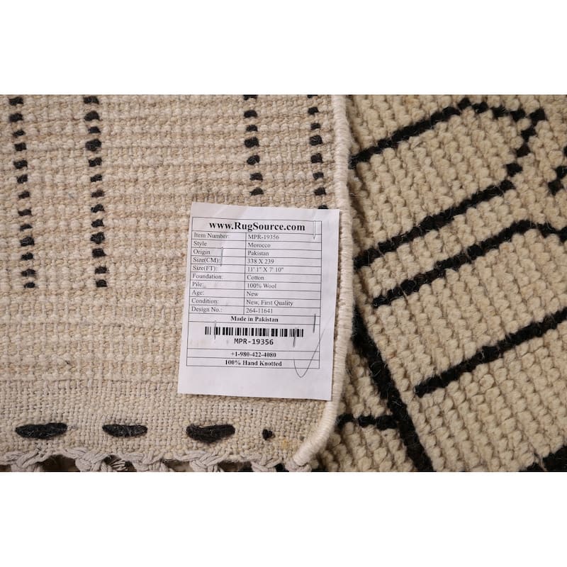 Geometric Moroccan Area Rug Handmade Wool Carpet - 7'10" x 11'1"
