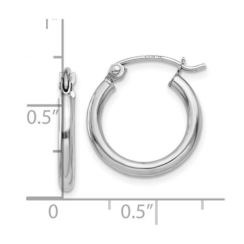 Curata 14k White Gold Polished Hoop Earrings - 15x15mm
