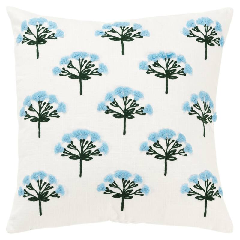 Rizzy Home Transitional Ivory/Blue Poly Filled Pillow - 20" x 20" - Polyester - Ivory/Blue - Accent - Single