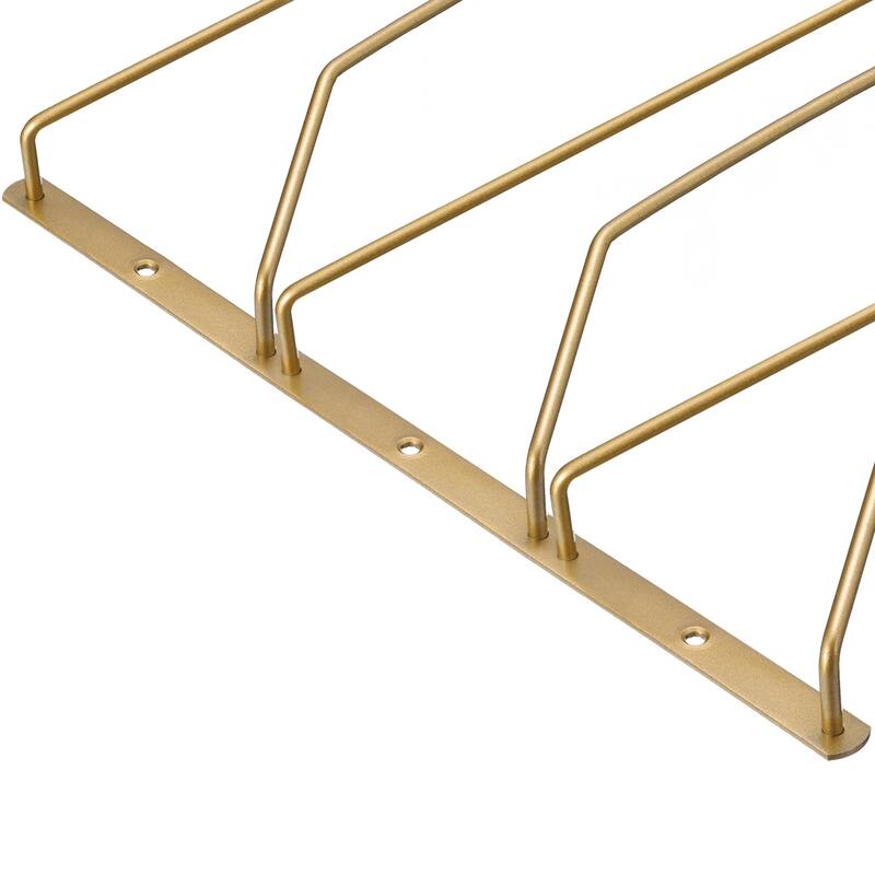 Wine Glass Rack Under Cabinet 14-Inch for Shelf Kitchen Bar Decor 3 Rows, Gold