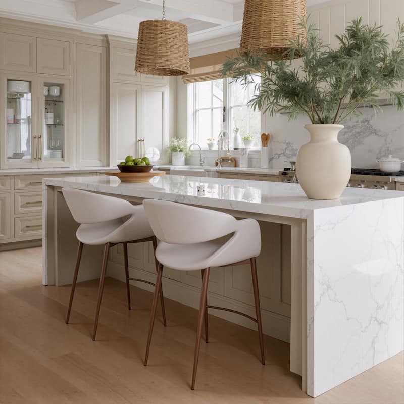 Limay Counter Stool Beige & Walnut