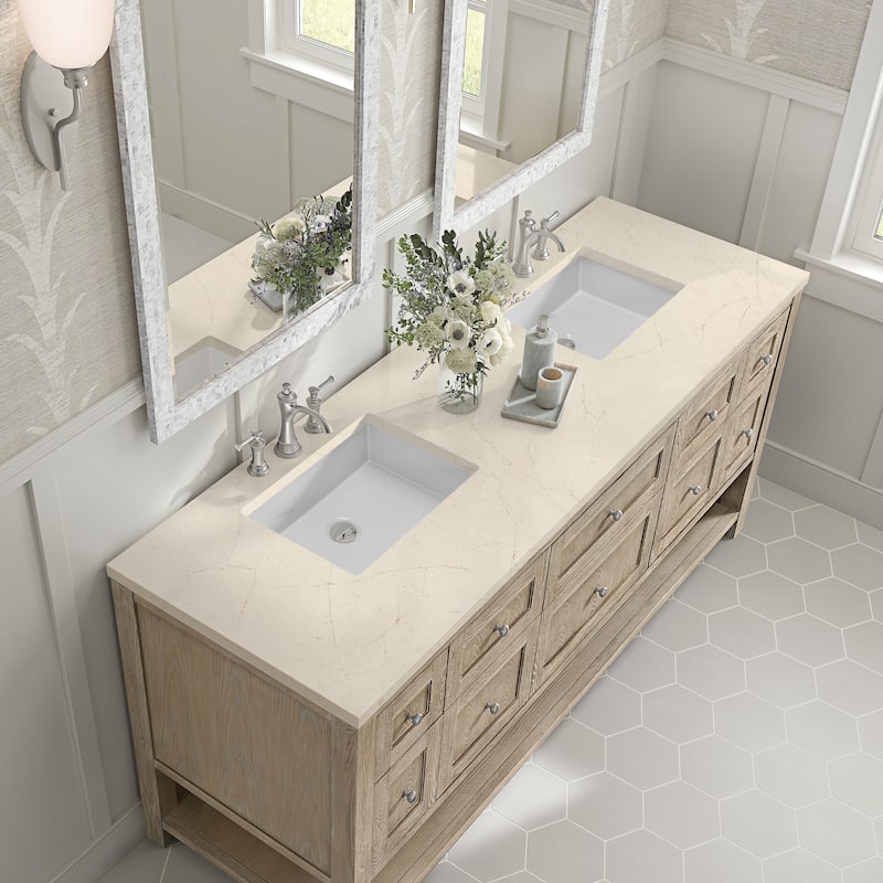 James Martin Vanities Breckenridge 72" Double Vanity, Whitewashed Oak