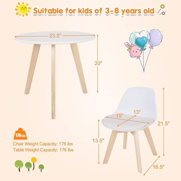 3 PCS Kids Table and Chair Set Wood Activity Play Table Set
