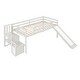 preview thumbnail 6 of 11, Twin Size Pine Wood Loft Bed with Staircase, Storage, Slide, Full-length Safety Guardrails