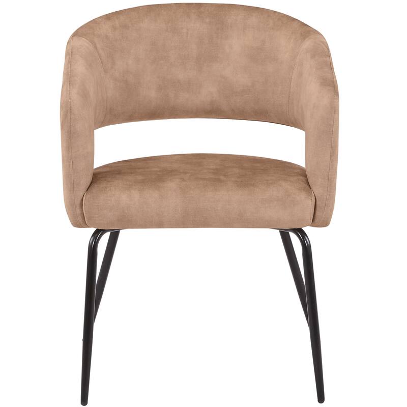 Open Back Dining Chair Upholstered in Leather or Velvet with Iron Legs