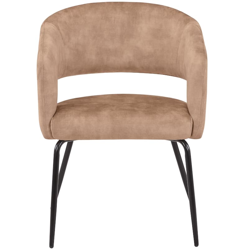 Open Back Dining Chair Upholstered in Leather or Velvet with Iron Legs Set of 2
