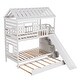 preview thumbnail 9 of 8, Twin over Twin House Bunk Bed with Slide & Storage Staircase, White