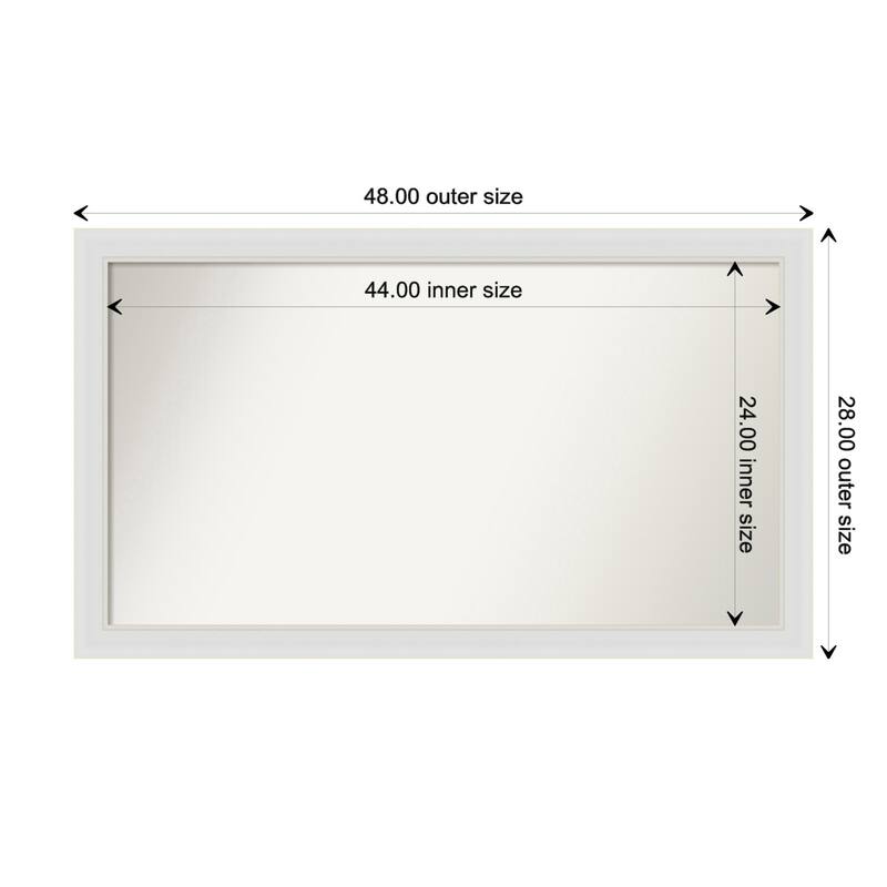 Flair Soft White Narrow Framed Non-Beveled Custom Wall Mirror, Bathroom Vanity Mirror - Outer Size: 48 x 28