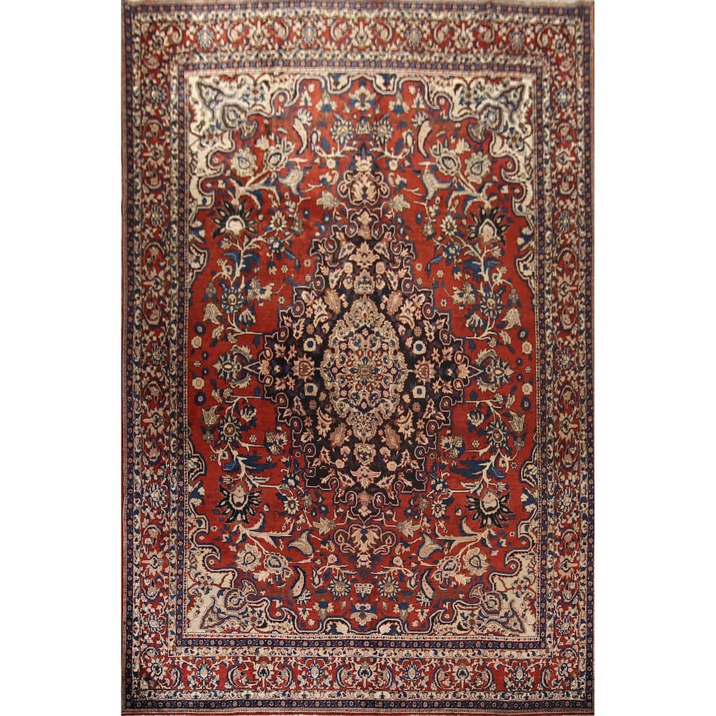 Rust Red Bakhtiari Persian Antique Area Rug Hand-Knotted Wool Carpet - 10'0"x 13'11"