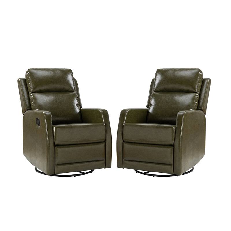 Esteban Modern Faux Leather Manual Rocking Swivel Recliner with Wingback Set of 2