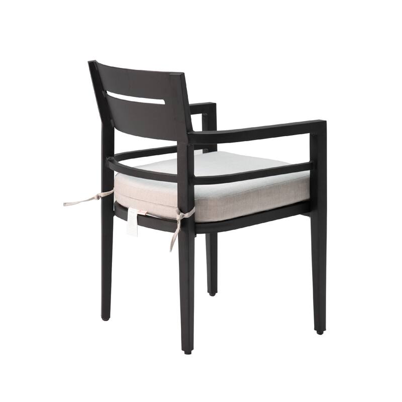 Patio Aluminum Stationary Dining Chairs 4PCS with Fabric Cushions