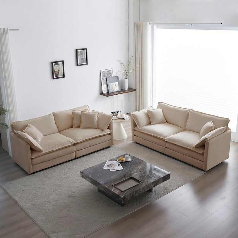 Cloud Chenille Upholstered Modular Sectional Sofa with DIY Combination Design