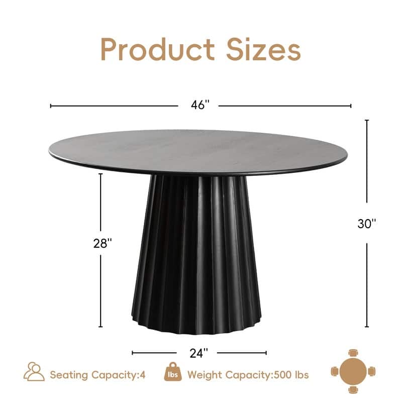 5-Piece Modern Round Dining Table Set with Upholstered Chairs Pedestal Base
