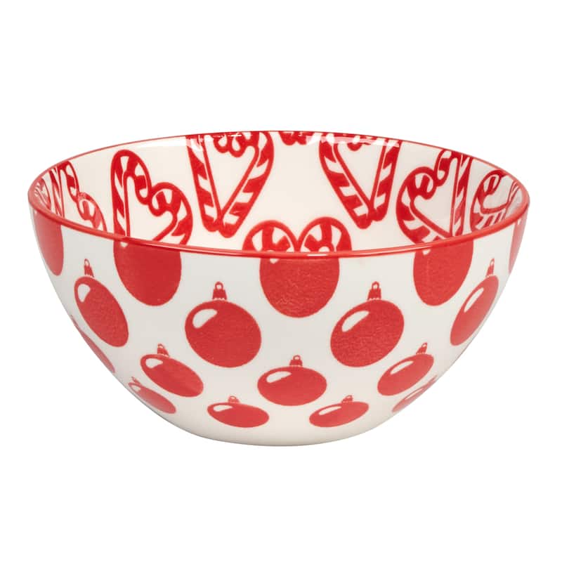 Certified International Peppermint Candy 13 oz. All Purpose Bowls, Set of 6 Assorted Designs - 13 oz.