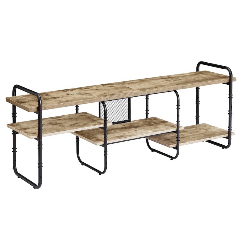 Entertainment Center TV Stand with 3-Tier Storage Shelves - 59" - Grey