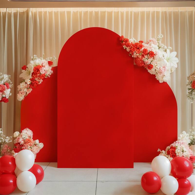 Set Of 3 Wedding Arch Cover Dual-Sided Color Round Top and Half Moon Arch Stands Cover with Zipper