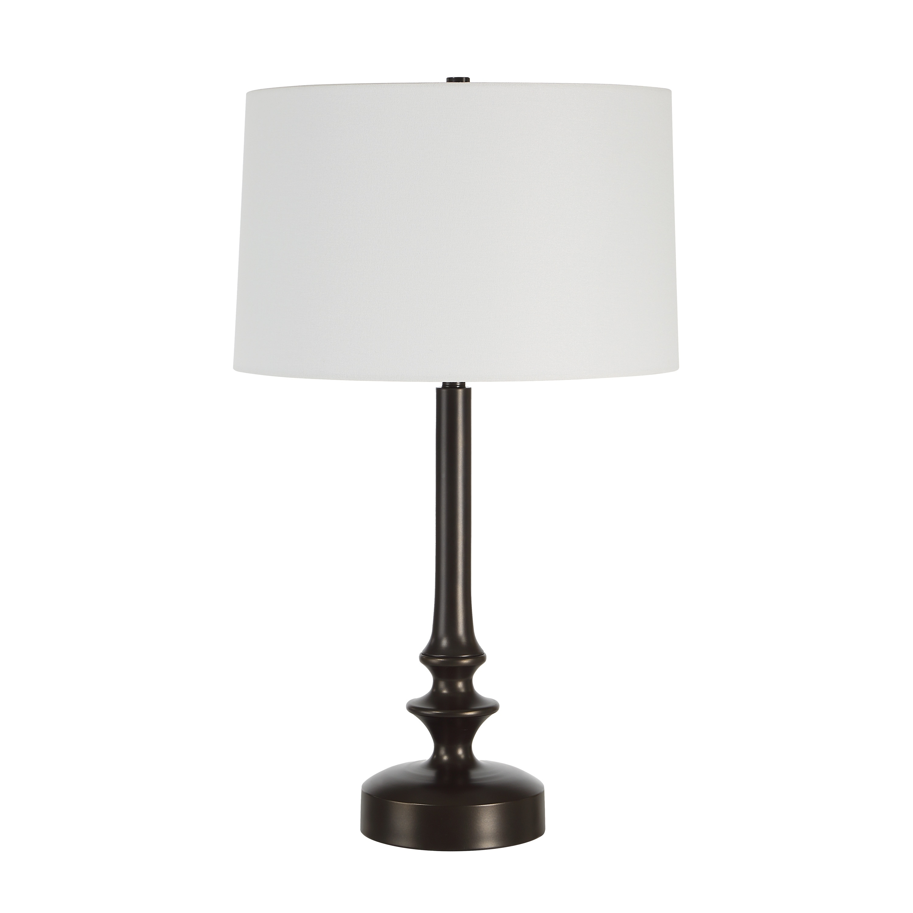 Everren Zyra 30" Tall Matte Dark Bronze Iron Table Lamp with Tapered Linen Shade